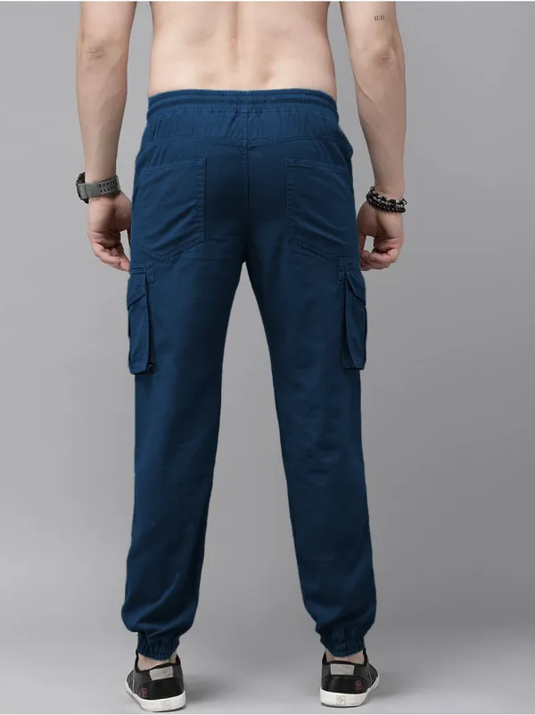 Dark_Blue_Cotton_Blend_Premium_Solid_Cargo_For_Men