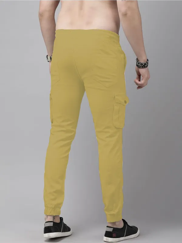 Cream_Cotton_Blend_Premium_Solid_Cargo_For_Men