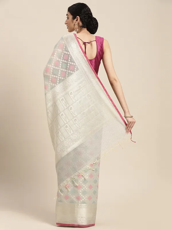 Grey_Masrise_Cotton/Cotton_Banarasi_Sarees_For_Women