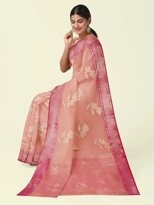 Pink_Cotton_Blend_Banarasi_Sarees_For_Women