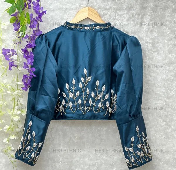Royal_Blue_Royal_Blue_Pure_Silk_Handmade_Work_Collar_Style_Blouse