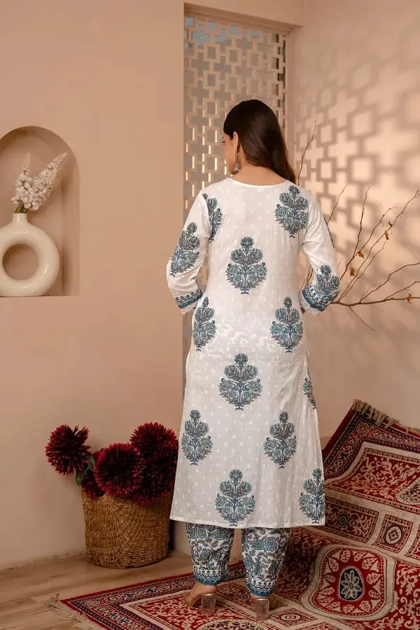 Blue_Regular_Cotton_Printed_Kurta_Pant_Dupatta_Set_For_Women