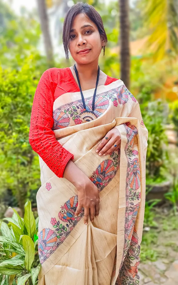 Cream_Madhubani_Cotton_Silk_Printed_Saree