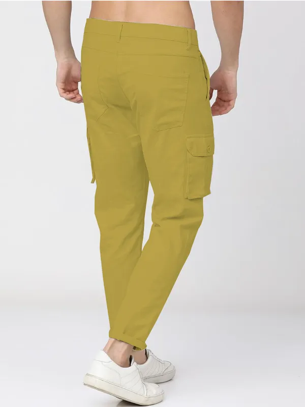 Cream_Cotton_Blend_Premium_Solid_Cargo_For_Men