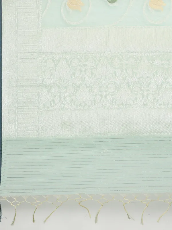 Sea_Green_Masrise_Cotton/Cotton_Banarasi_Sarees_For_Women