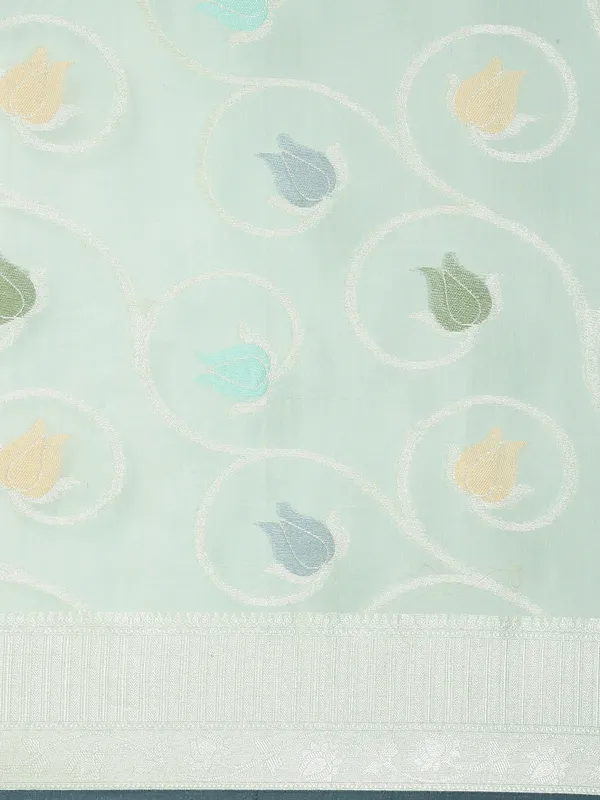 Sea_Green_Masrise_Cotton/Cotton_Banarasi_Sarees_For_Women