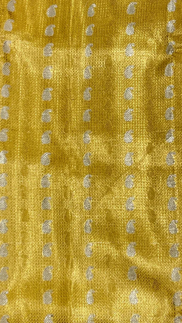 Humairah_Presents_Gold_Tissue_Alfi_Silver_Zari_Booti_with_Contrast_Off_White_Pallu_Saree_with_Off_White_Blouse