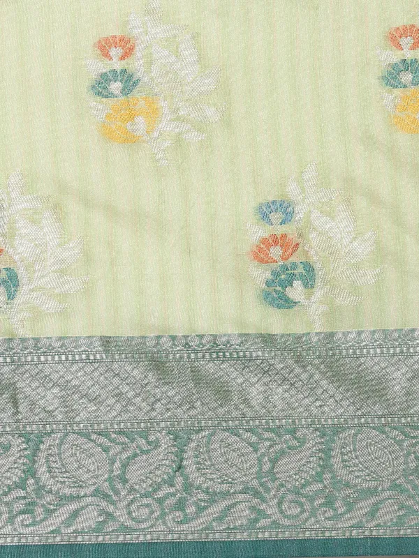 Light_Green_Mulberry_Silk/Silk_Blend_Banarasi_Sarees_For_Women