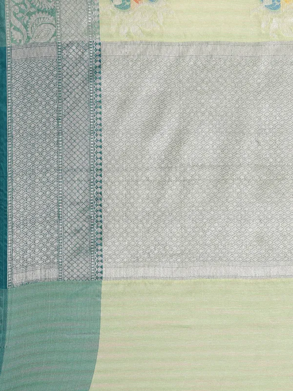 Light_Green_Mulberry_Silk/Silk_Blend_Banarasi_Sarees_For_Women