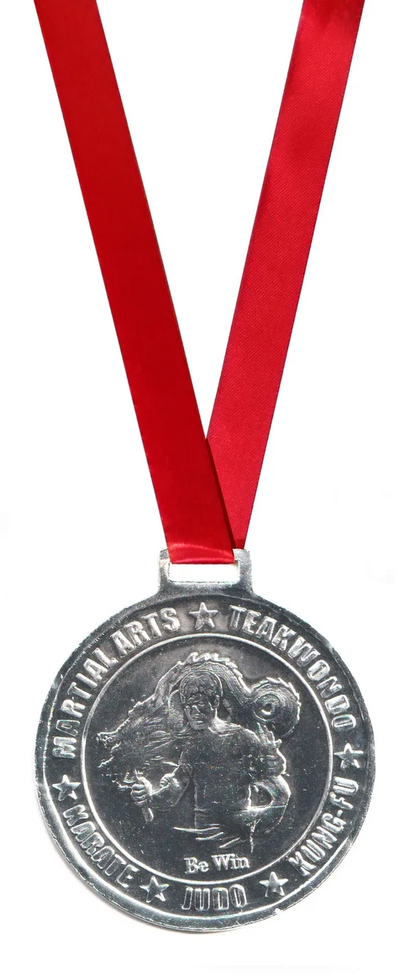 Pack_Of_12_Bruce_Lee_Medals_|_With_Satin_Ribbon_|_Size_-_2.25_Inch_Dia_|_Silver