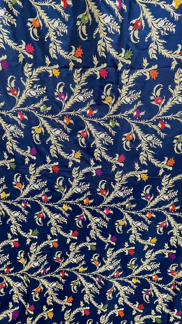 Humairah_Pure_Handloom_Navy_Blue_Katan_Silk_Kadhwa_Floral_Zari_Multi_Mina_Jaal_with_Kadhwa_Paisley_Mina_Pallu_Zari_Border_and_Navy_Blue_Stripe_Blouse