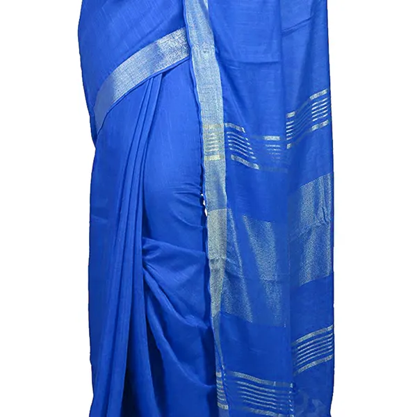 Blue_Bhagalpuri_women's_Handloom_Linen_Cotton_Ethnic_Wear_Saree_With_Running_Unstitched_Blouse_Piece