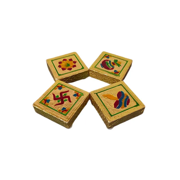 Minakari_Wooden_Chowki_/_Singhasan_/_Bajot_Size_3x3_Inch_Pack_Of_4_Pis