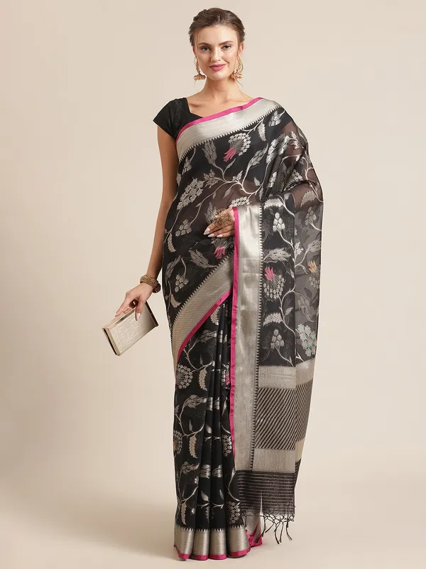 Black_Masrise_Cotton/Cotton_Banarasi_Sarees_For_Women