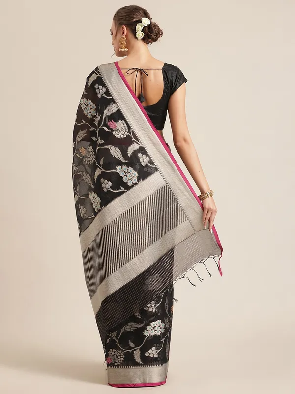 Black_Masrise_Cotton/Cotton_Banarasi_Sarees_For_Women