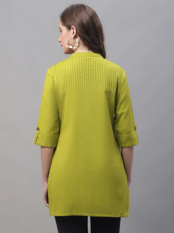 Green_Cotton_Pintex_Work_Short_Kurti