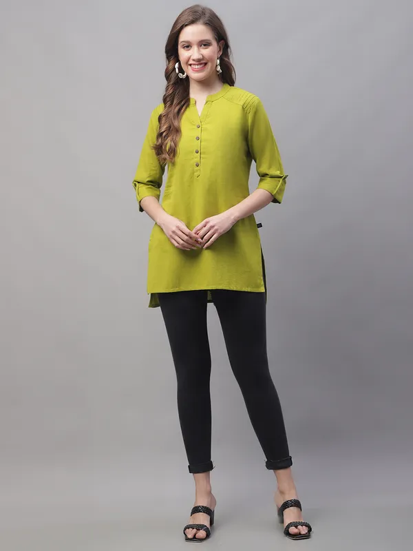 Green_Cotton_Pintex_Work_Short_Kurti