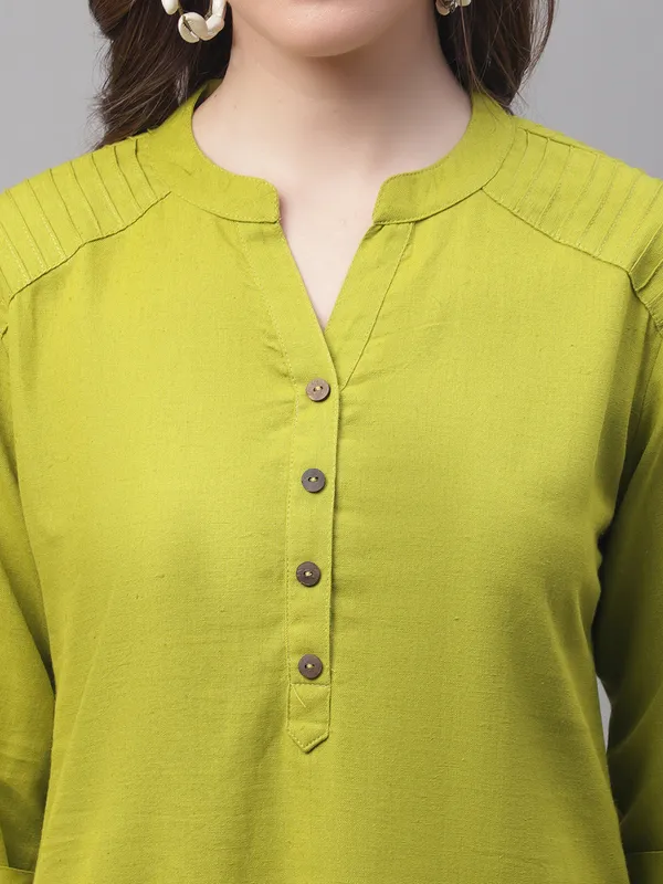 Green_Cotton_Pintex_Work_Short_Kurti