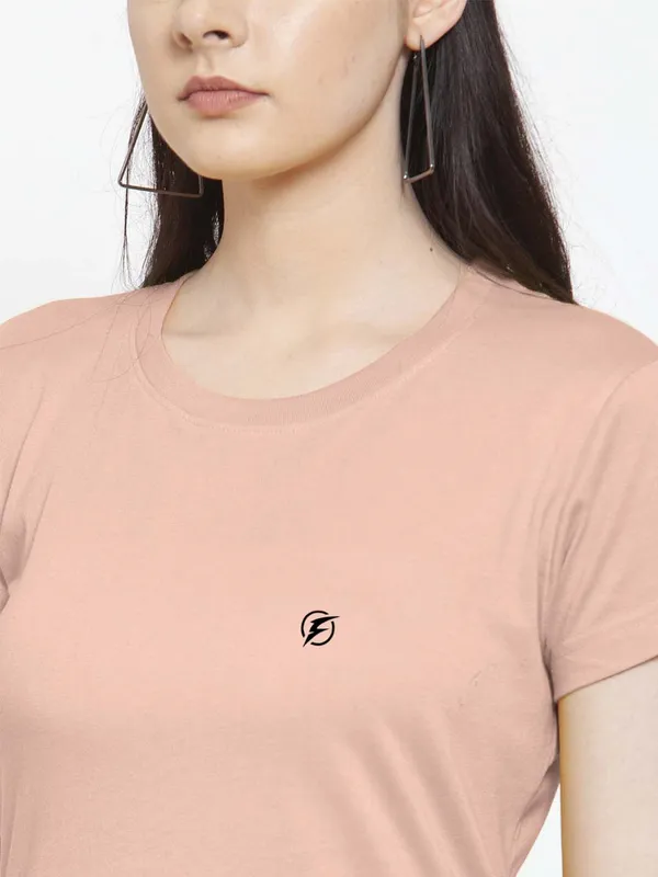 Pack_of_2_Coral_&_Olive_Cotton_Round_Neck_Short_Sleeves_T-Shirt_For_Women