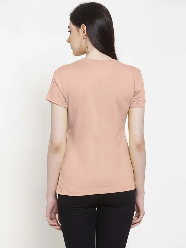 Pack_of_2_Coral_&_Olive_Cotton_Round_Neck_Short_Sleeves_T-Shirt_For_Women