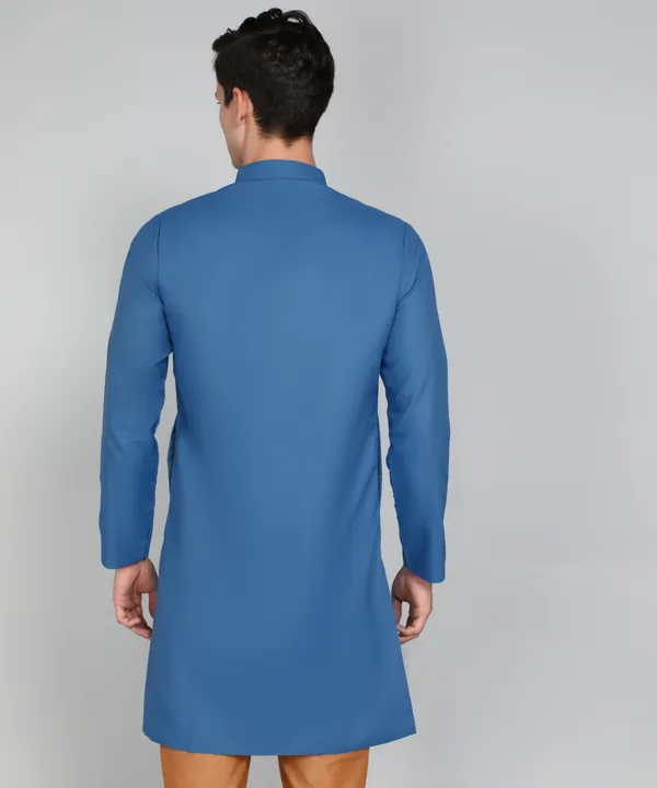 Solid_Peacock_Blue_Cotton_Blend_Nawabi_With_Paijama
