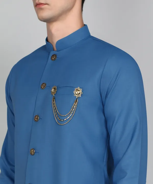 Solid_Peacock_Blue_Cotton_Blend_Nawabi_With_Paijama