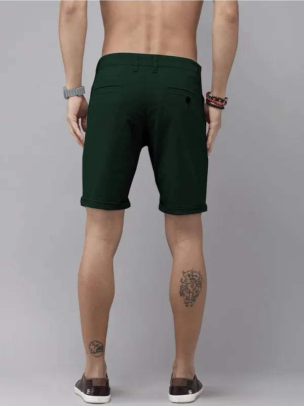 Dark_Green_Cotton_Blend_Premium_Solid_Chino_Shorts_For_Men
