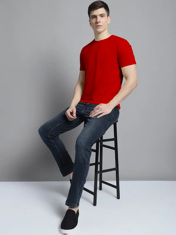 Pack_of_2_Black_&_Red_Cotton_Round_Neck_T-Shirt_For_Men