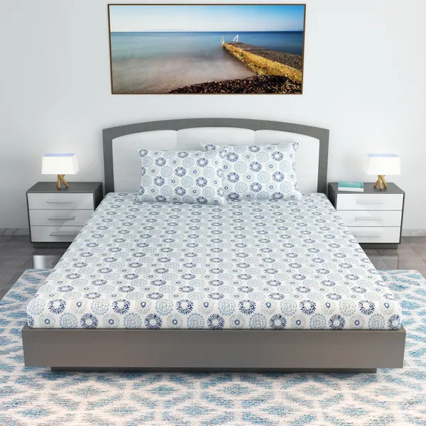 100%_Cotton_120_TC_Dahila_King_Bedsheet_2_Pillow_Covers,_Dutch_Blue
