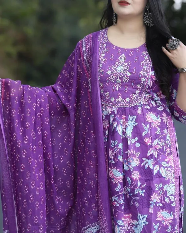 Purple_Cotton_Printed_Anarkali_Kurta_&_Bottom_with_Dupatta_Set