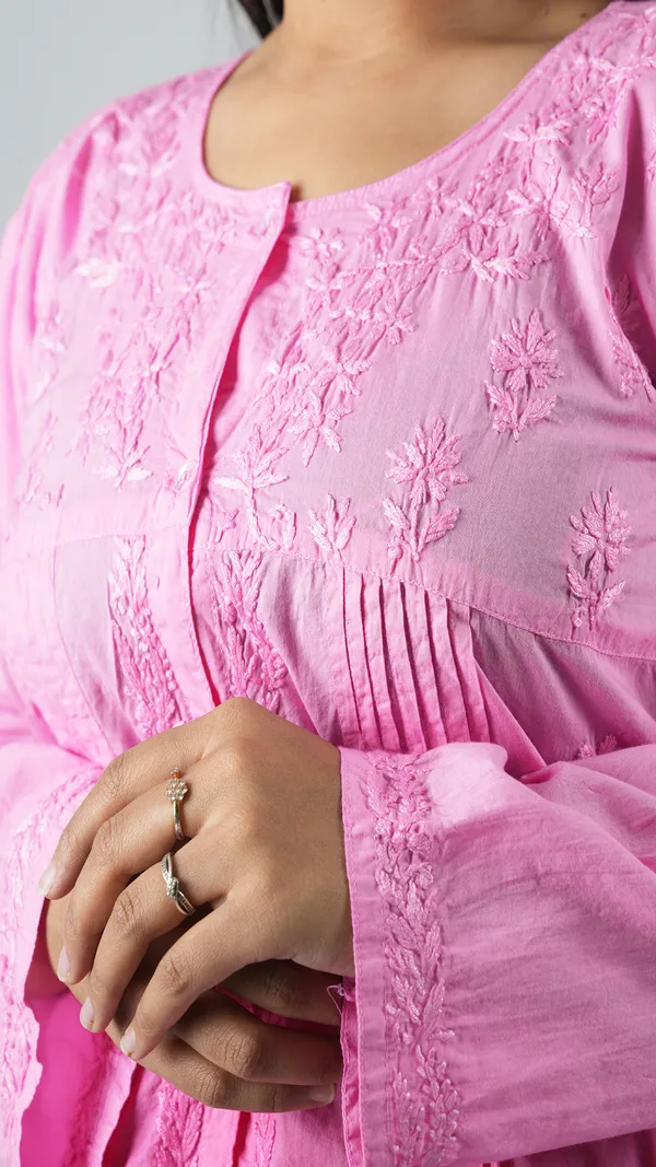 Pink_Cotton_Casual_Short_Kurti_For_Women