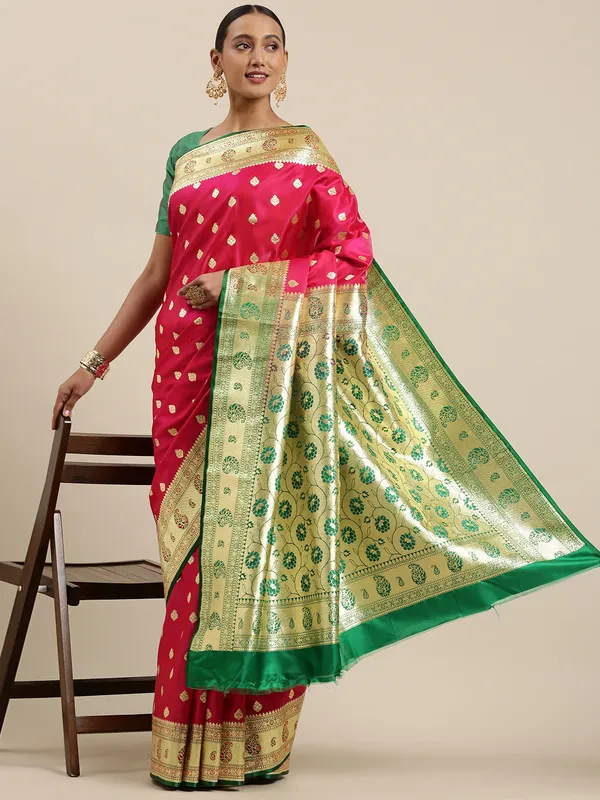 Pink_Satin_Silk_Banarasi_Sarees_For_Women