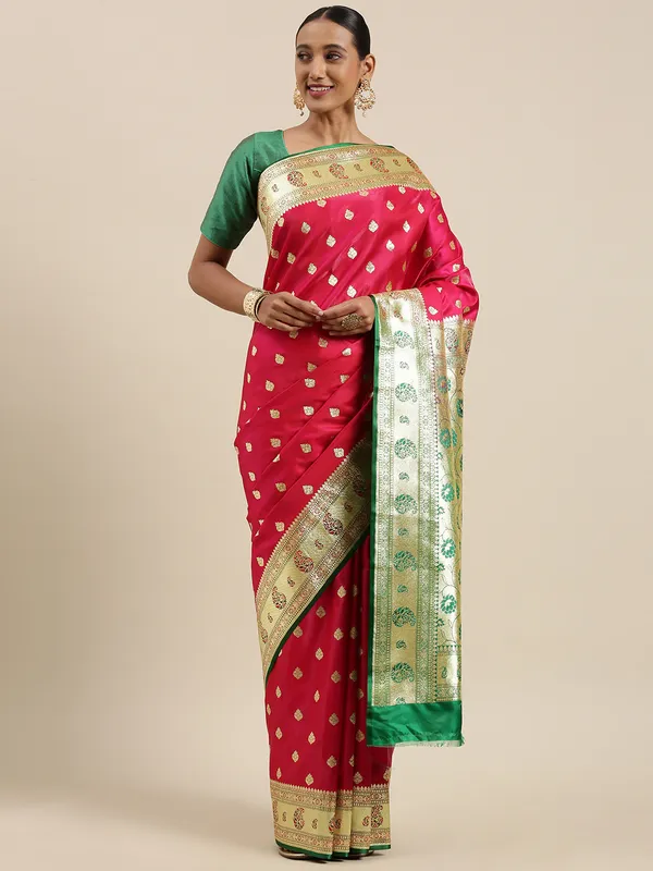 Pink_Satin_Silk_Banarasi_Sarees_For_Women