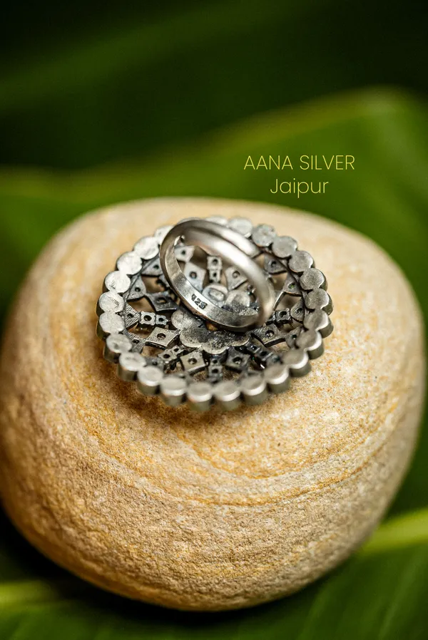 925_Pure_Sterling_Silver_|_Unique_Kundan_Jadau_Ring_|_Well_Stamped_&_Hallmarked