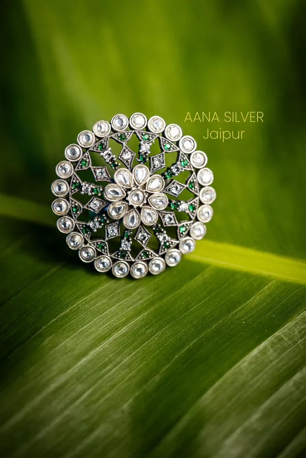 925_Pure_Sterling_Silver_|_Unique_Kundan_Jadau_Ring_|_Well_Stamped_&_Hallmarked