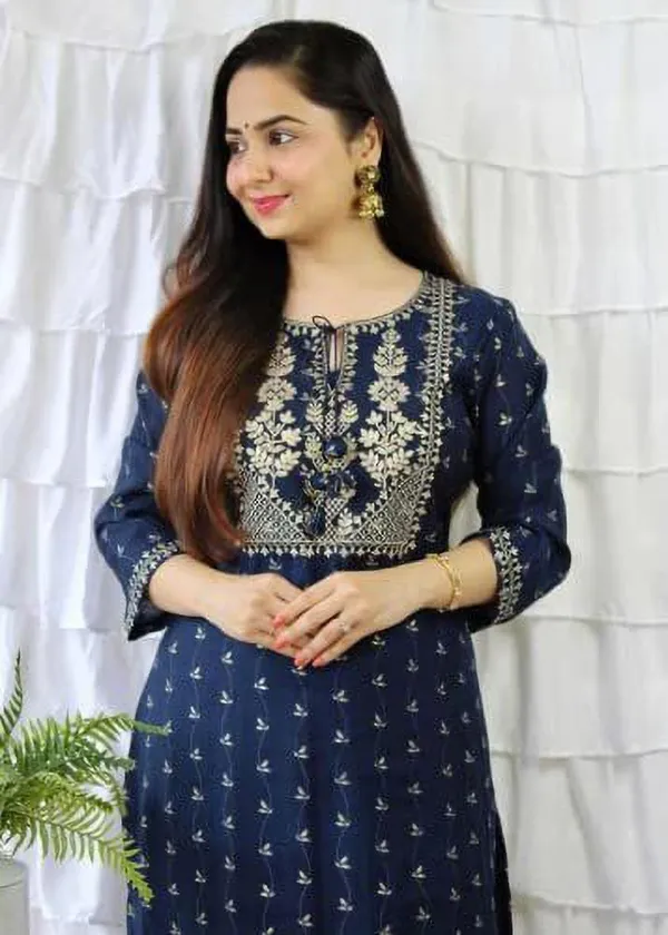 Women_Elegant_Blue_Embroidery_Kurti_&_Pant_with_Dupatta_Set