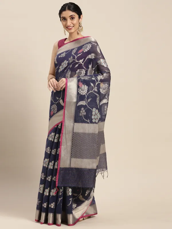 Blue_Masrise_Cotton/Cotton_Banarasi_Sarees_For_Women