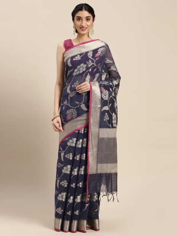 Blue_Masrise_Cotton/Cotton_Banarasi_Sarees_For_Women