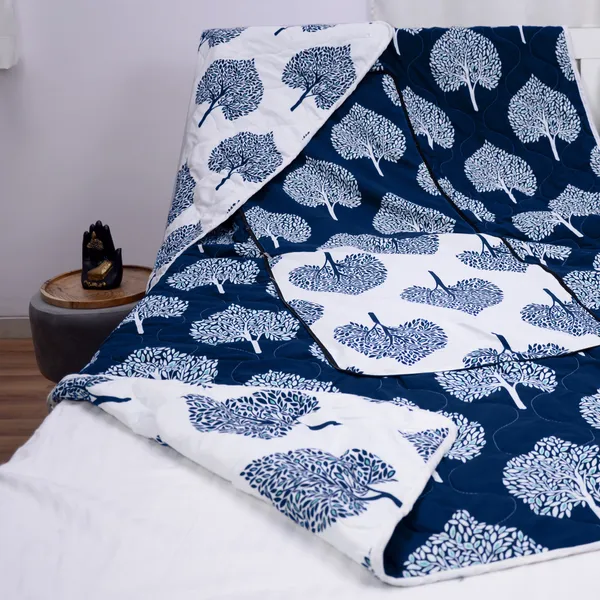 _120_GSM_Lightweight_Pocket_Portable_Single_Blanket_for_Travel,_Camping,_Hiking,_2-in-1_Travel_Blanket_and_Pillow_-_Twilight_Blue