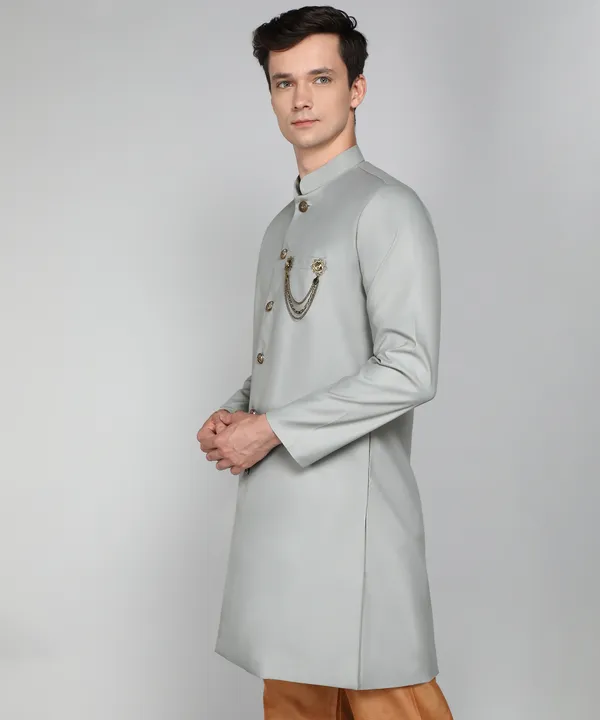 Solid_Grey_Cotton_Blend_Nawabi_With_Paijama