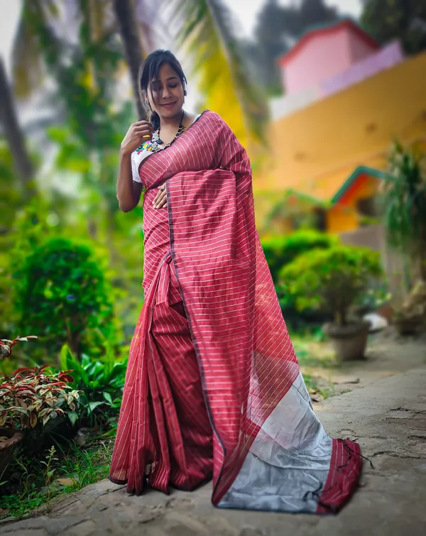 Maroon_Cotton_Silk_Semi_Maheshwari_Zari_Weaving_Handloom_Saree