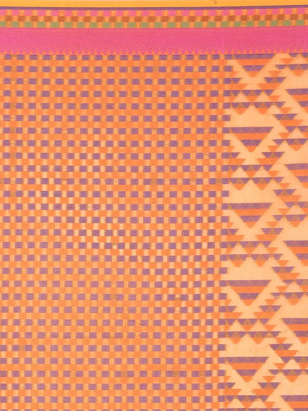 Orange_Cotton_Blend_Banarasi_Sarees_For_Women