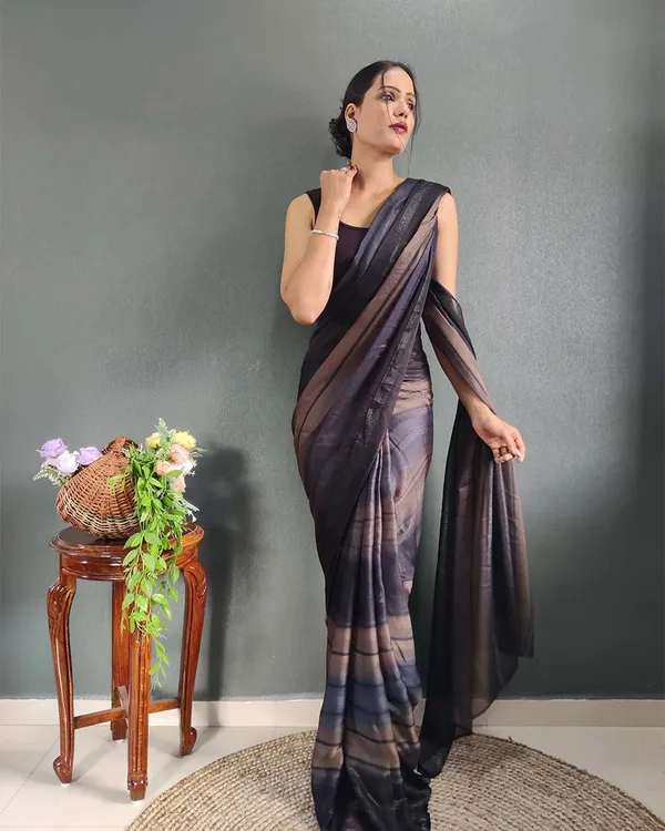 Black_Colour_1-Minute_Ready_To_Wear_Naylon_Saree_With_Blouse_Piece