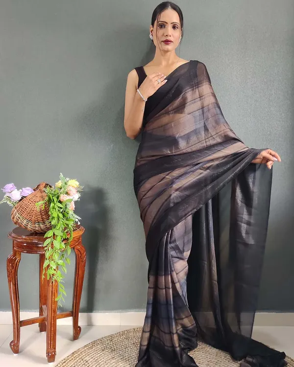 Black_Colour_1-Minute_Ready_To_Wear_Naylon_Saree_With_Blouse_Piece