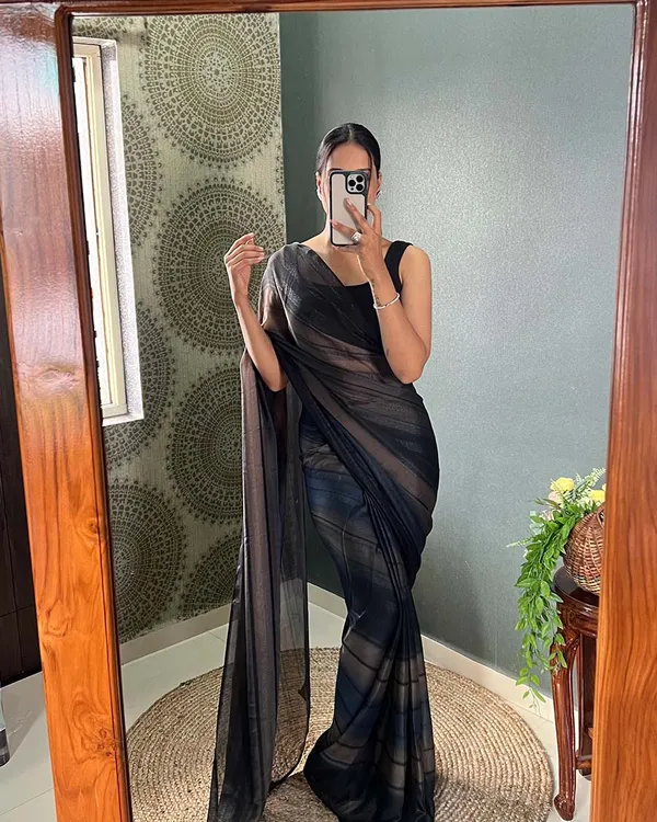 Black_Colour_1-Minute_Ready_To_Wear_Naylon_Saree_With_Blouse_Piece