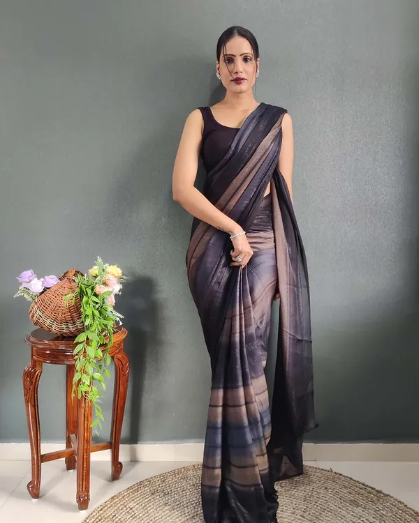 Black_Colour_1-Minute_Ready_To_Wear_Naylon_Saree_With_Blouse_Piece