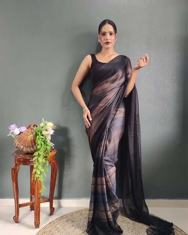 Black_Colour_1-Minute_Ready_To_Wear_Naylon_Saree_With_Blouse_Piece