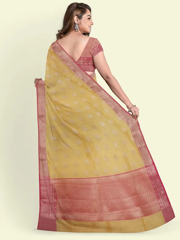 Green_Cotton_Blend_Banarasi_Sarees_For_Women