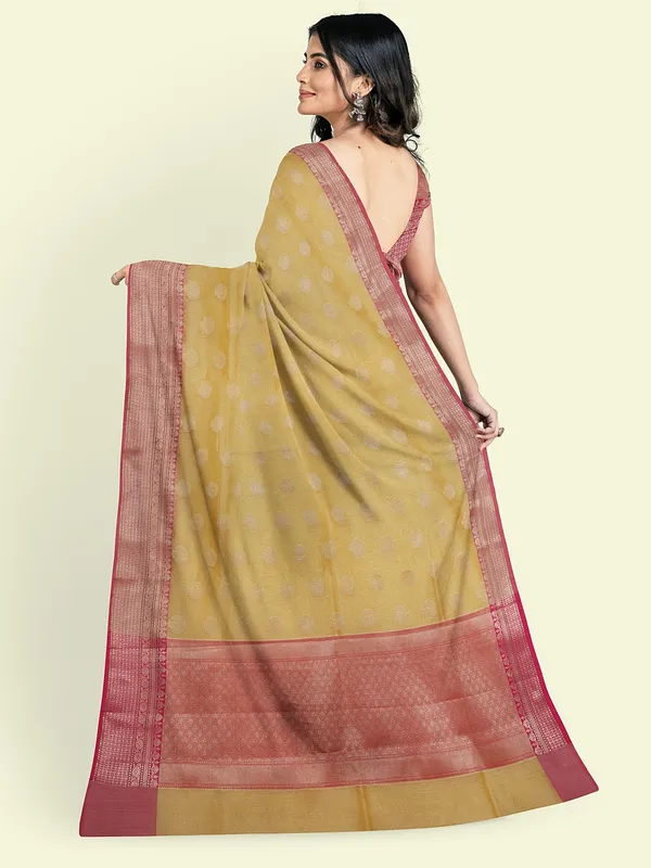 Green_Cotton_Blend_Banarasi_Sarees_For_Women