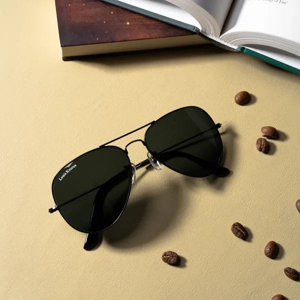 LOUIS_KOUROS__Black_Armstoner_Mirrored(Glass),_UV_Protection,_Toughened_Glass_Lens,_UV_Protection,_Night_Vision,_Aviator_Sunglasses_(62)__(For_Men_&_Women,_Black)